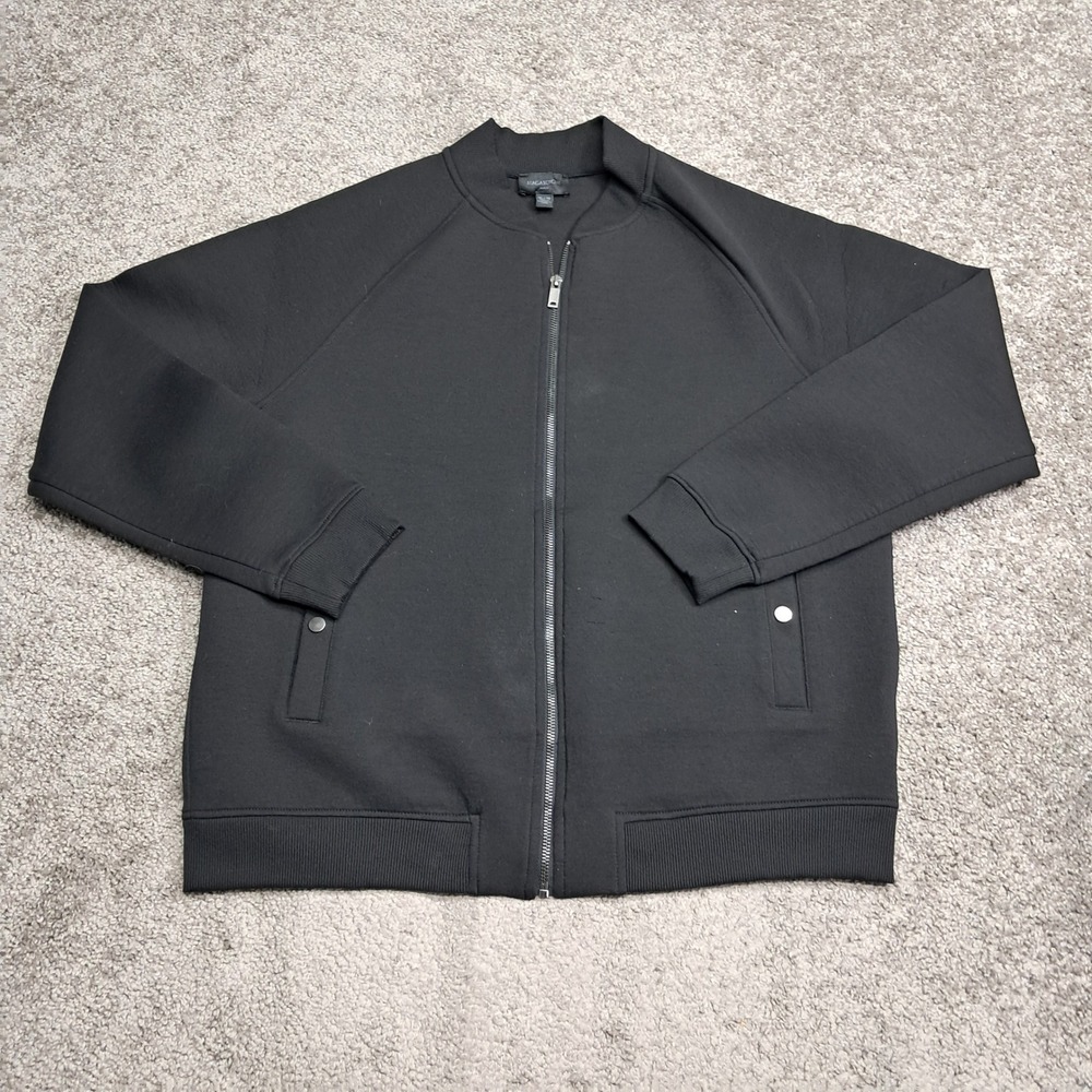 Magaschoni Man Mens XL Black Full Zip Scuba Bomber Jacket Raglan‎ Sleeve Pocket